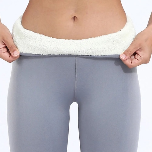 Winterleggings aus Lammfell für Damen, mit Fleece gefütterte Thermo-Hose mit hoher Taille und schmaler Passform, dicke, warme Jeggings aus Stretch-Baumwolle für kaltes Wetter Image