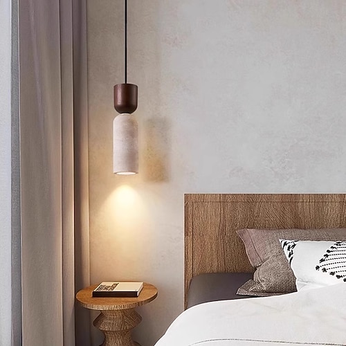 nordischer Naturstein Pendelleuchte Zylinder klein Mid Century Modern Hängeleuchte 110-240V Image