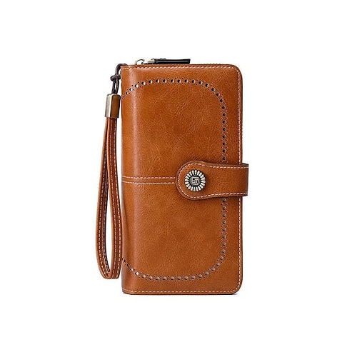 RFID-Antimagnetische lange Geldbörse Damen Reißverschluss Leder Geldbörse große Kapazität Reise Clutch stylischer Kreditkartenhalter Bifold Organizer modische Handtasche für den täglichen Gebrauch