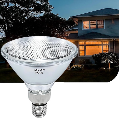 PAR38 Halogen-Flutlichtbirnen, 90 W, 120 V, E26-Sockel, 2700 K, warmweißes Licht für drinnen und draußen Image