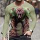 Halloween Herren Optische Täuschung Zombies 3D T Shirt Langarm T-Shirt 3D-Druck Rundhalsausschnitt Hemd Mode Übertrieben Straße Lässig Täglich Hellblau Hellgrün Grün Sommer Frühling Herbst Bekleidung