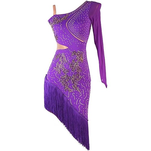 Latein-Ballsaal-Tanzkleider für Frauen mit Quaste, Salsa, Rumba, Cha-Cha, Party, Wettkampfkleid Image