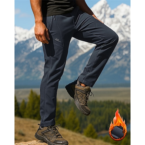 Herren Wanderhosen Wasserdichte Wanderhose Wintermantel Fleecehosen Winter Herbst Außen Normale Passform Wasserdicht Winddicht Warm Hosen Tasche Armeegrün Dunkelgrau Camping / Wandern Klettern Image