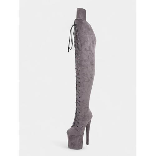 Damen-Overknee-Stiefel mit Plateausohle und Schnürung – Overknee-Stiefel mit hohem Absatz für Pole Dance für das Nachtleben und Partys Image