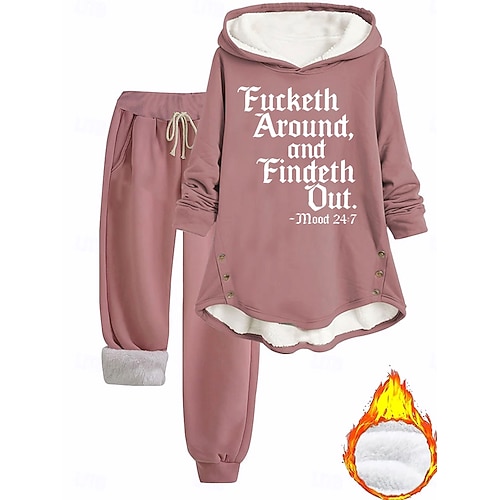 Damen Kapuzensweatshirt Langarm Mit Kapuze Grafik Buchstabe Kordelzug Druck Täglich Lässig Täglich Blau Rosa Grau Herbst Normale Passform Image