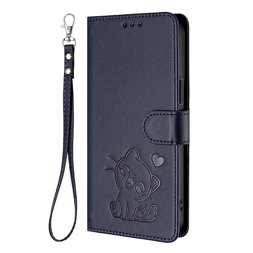 Handy Hülle Handyhüllen Für Google Pixel 9 Pro Pixel 9 Pro XL Pixel 8 Pro Pixel 8 Brieftaschenhülle Vollschutz mit Trageriemen Kameralinsenschutz Katze Retro TPU PU-Leder Image