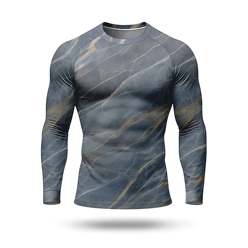 Herren Kompressionsshirt Laufshirt 3D-Druck Langarm Basisschicht Frühling Herbst Abstrakt Schnelltrocknend Kompression Power Flex Feuchtigkeitsableitend Fitnesstraining Aktives Training Radfahren Image