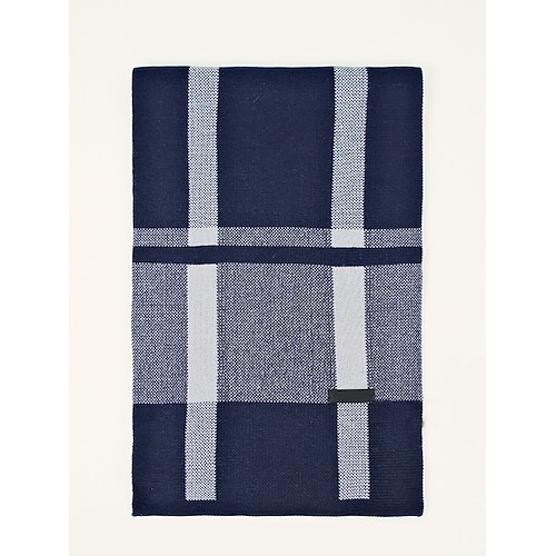 Herren-Winterschal aus Kunstwolle mit Karomuster – weicher, warmer Strickschal mit Streifenmuster für Business, Freizeit und als Weihnachtsgeschenk Image