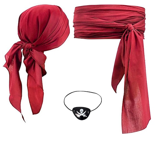 Retro Vintage Mittelalterlich Renaissance Taillengürtel Stirnband Zubehör Pirat Wikinger Kostüm Herren Damen Unisex Seeräuber Halloween Karneval Leistung LARP Erwachsene Gürtel Kopfbedeckung Image