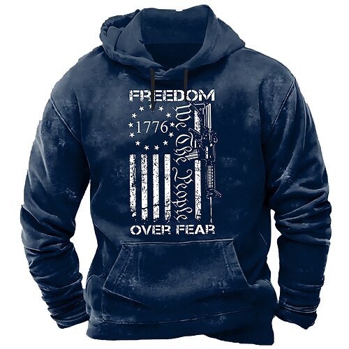 4. Juli 2026 250. Gedenktag Herren Streetwear Designer US-Flagge Rundhals Langarm Kapuzenpullover Sweatshirt Outdoor Straße Image