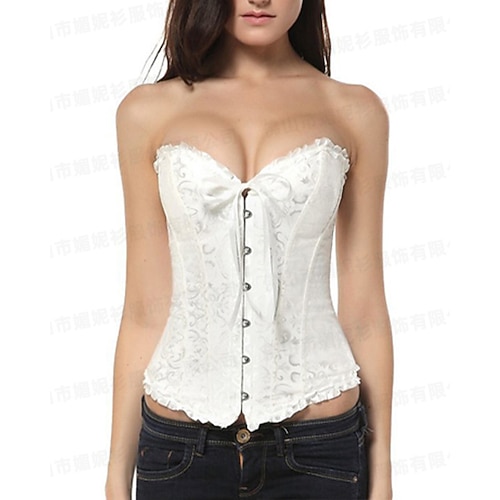 Damen Korsett Shapewear Taillenmieder Formende Unterwäsche Sexy Korsett Mode Süß Einfarbig Rückenfrei Urlaub Party Straße Ärmellos Kalter Schulter-Ausschnitt Schwarz Weiß Rote Frühling Herbst Image