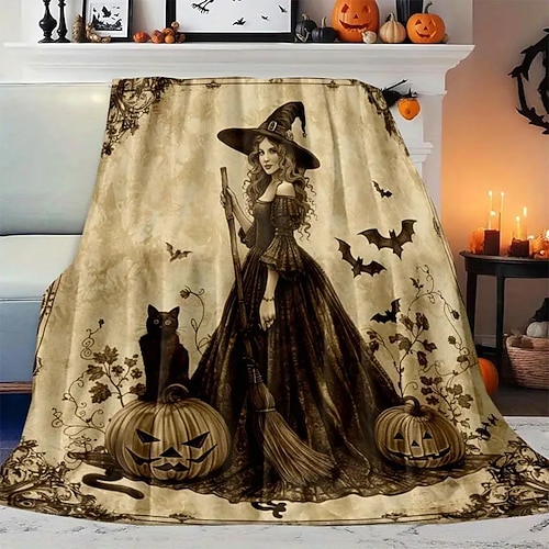 Fleecedecken Überwurfdecke für die Couch Hexe Rustikal Party Sofa Bett Dekorative Decke Warme Decke Wohndeko Image