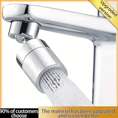 360° spritzwassergeschützter Wasserhahnbelüfter für Küche und Bad – drehbare Wasserstrahlverlängerung mit zwei Strahlarten, schäumend, einfache Montage Image