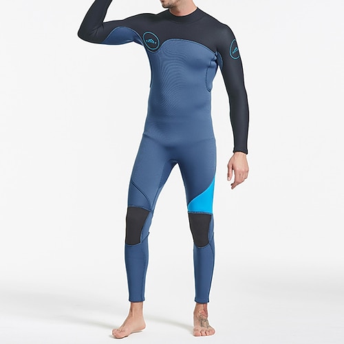 Herren 3mm Neopren-Tauchanzug Anti UV Shirt Ganzkörper-Bademode Patchwork Rückenverschluß UPF50 Schnelltrocknend Hohe Elastizität Langarm Bademode Surfen Tauchen Schnorcheln Sommer Image