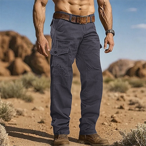 Herren Cargo-Hosen Hose Wanderhose Knöpfe Mehrere Taschen Einfach tragbar Outdoor Täglich Campen und Wandern Mode Klassisch Armee-Gelb Schwarz Image