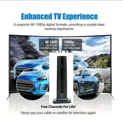 4K 1080P, Weihnachtsfernsehantenne. Smart TV Indoor-TV-Antenne – Remote-HD-Digitalempfang mit Verstärker-Signalverstärker,