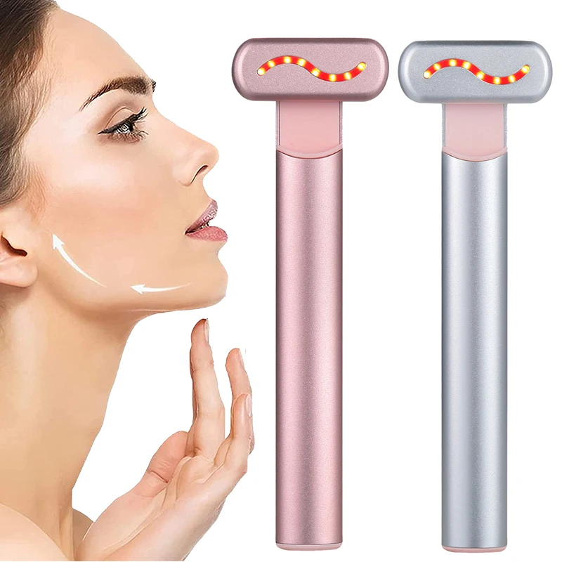 EMS Mikrostrom Facelifting Gerät Rot Licht Gesichts Zauberstab Auge Neck Massager Hautstraffung Anti Falten Hautpflege Schönheit Werkzeug Image
