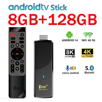 TV98 ATV X9 TV Stick 8GB 128GB Android 14.0 Allwinner H313 Quad Core Wifi 4G 5G BT5.0 Voice assistant HD 4K 8K iptv