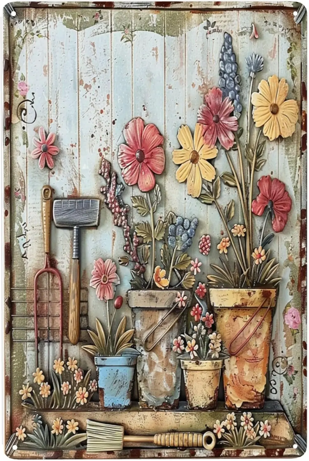 8x12 Vintage-Metallblechschild – bezaubernde Gartendekoration für Zuhause, Waschraum und Badezimmer, perfekte Gartenliebhaber Aficionados Image