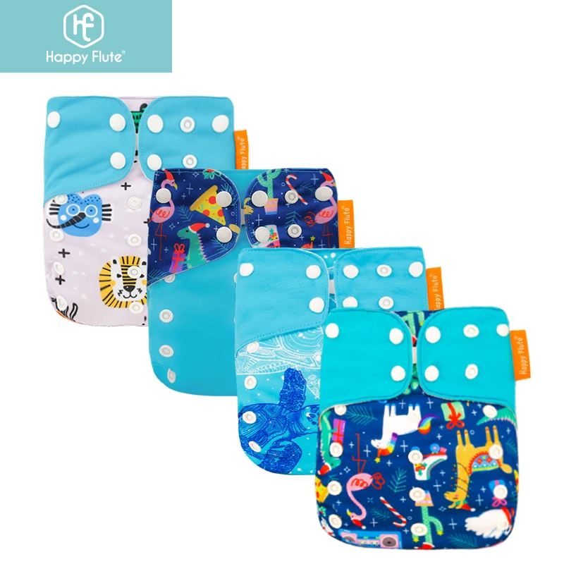 Happyflute 4 Stück/Set verstellbare, umweltfreundliche Baby-Stoffwindel, ökologisch, waschbar, wiederverwendbare Windel, passend für Kleinkinder von 0–2 Jahren, 3–15 kg Image