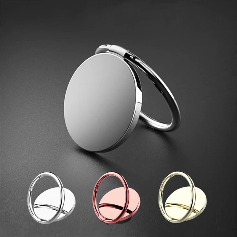 Universal Dünne Luxus Metall Handy Halter Faltbare Auto Halterung Smart Telefon Zubehör Finger Ring Ständer Für iPhone Xiaomi Image