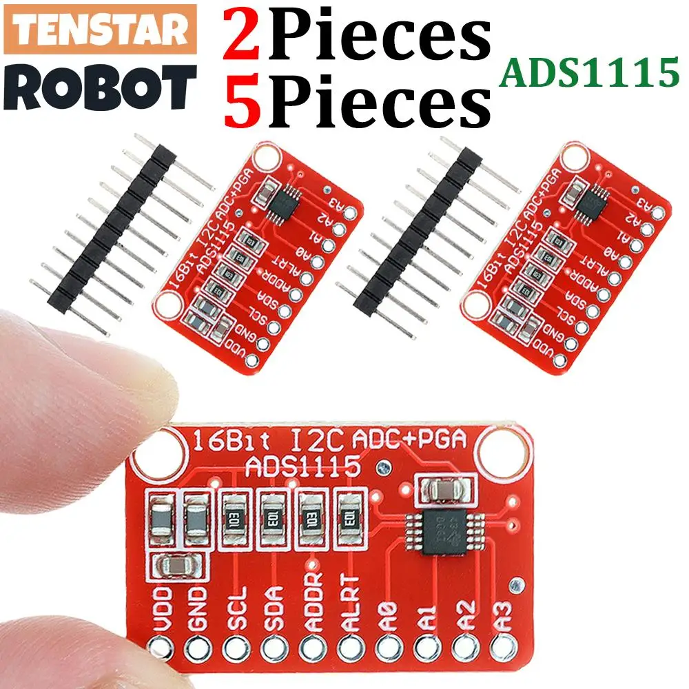 TENSTAR 2 Stück ADS1115 Modul Red Board 16 Bit I2C ADC 4 Kanal mit Pro Gain Verstärker ADS1115 Image