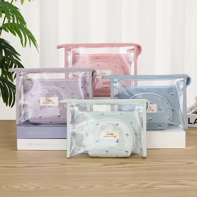 Bedruckte Make-up-Tasche aus Segeltuch. Tragbare Kulturtasche mit Reißverschluss für Damen. Multifunktionale Studenten-Federmäppchen-Geldbörse
