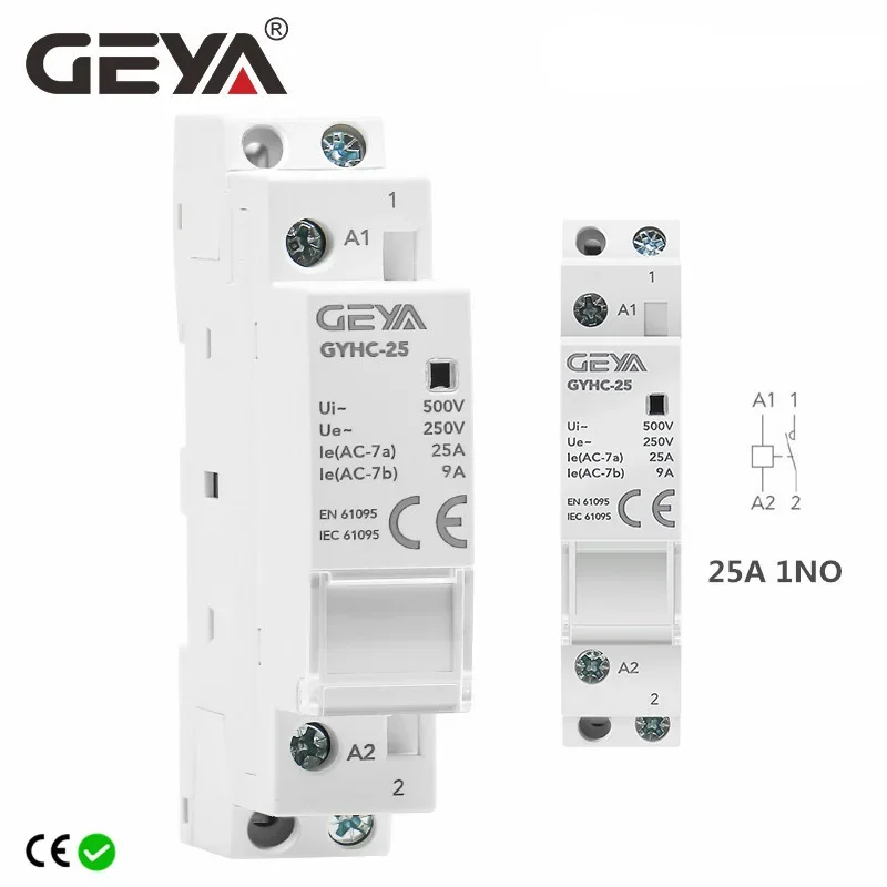 GEYA Din Schienen Automatische Haushalt Schütz AC220V 2P 25A 1NO/1NC/2NO/2NC/1NO1NC 50/60Hz Image
