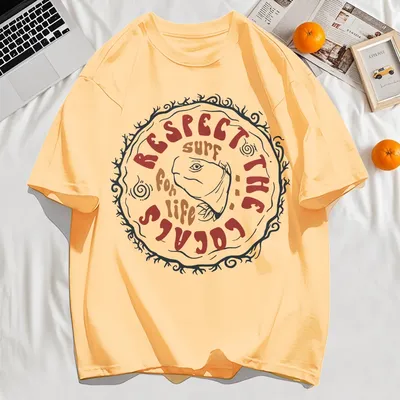 Respektieren Sie die Locals Surf For Life Print Basics T-Shirt Mann Hip Hop T-Shirts O-Ausschnitt Casual Kurzarm Baumwolle Lose Soft Top
