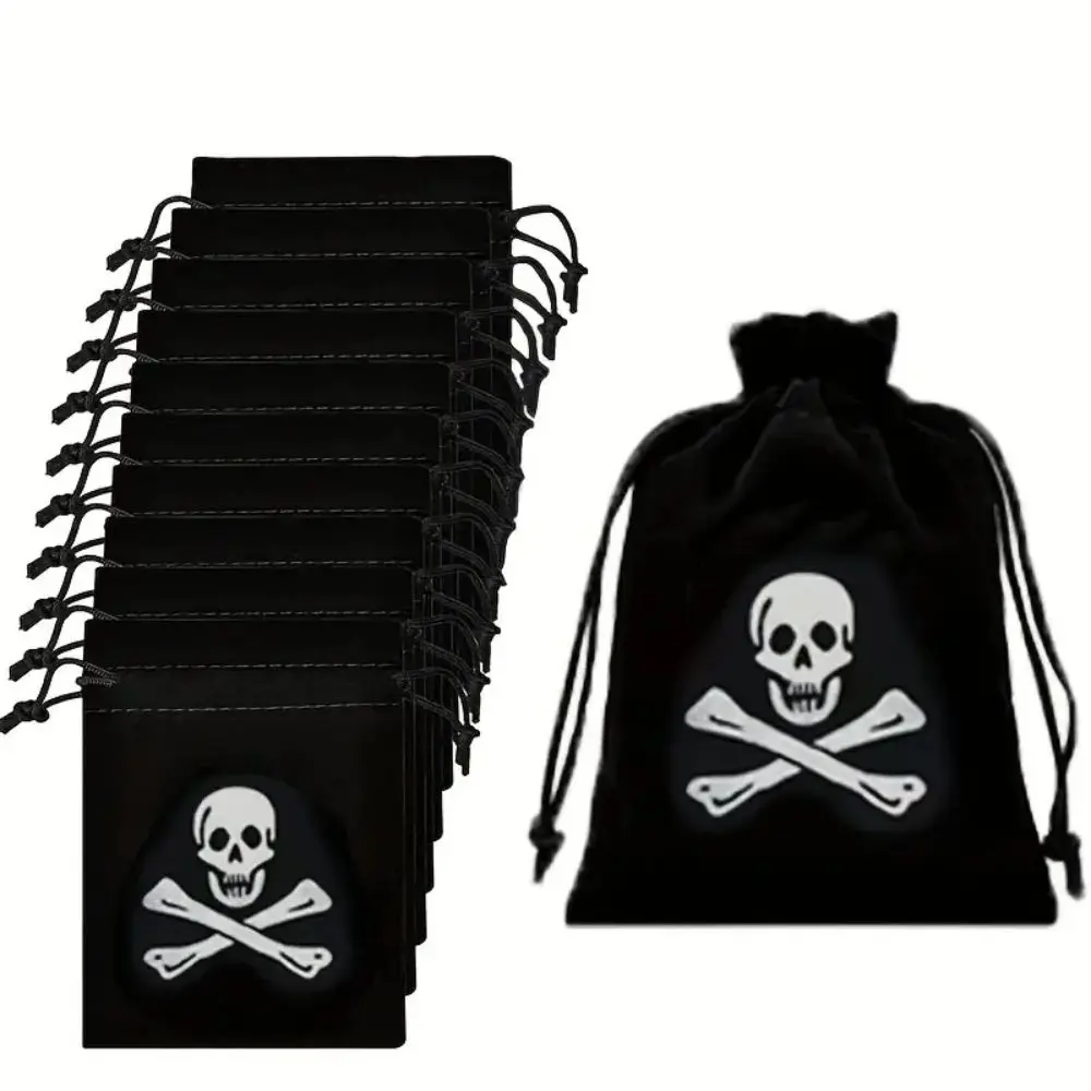 10 Stück Piraten-Beutel mit Kordelzug und Totenkopf-Muster, Halloween-Geschenktüten, Münzen, Schmuck, Aufbewahrungsbeutel, Party, Süßigkeiten, Verpackungsbeutel Image