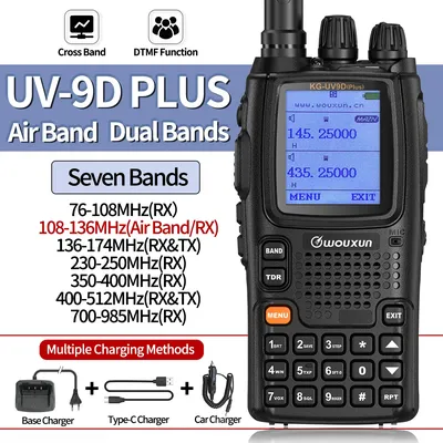 WOUXUN UV-9D plus Multi Band Walkie Talkie Cross Band Repeater 999 Channels Flashlight VOX Air Band DTMF Handheld Two Way Radio