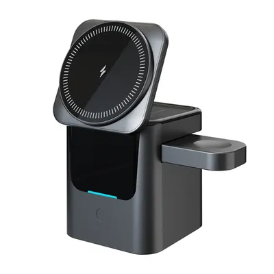Magnetic 3 in 1 Wireless Charger Station Foldable Cube 15w Rotating Charging Holder for Apple 17 16 15 14 Pro Max