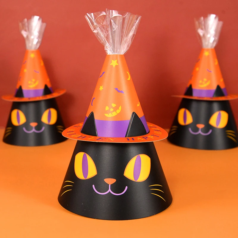 10/5PCS Halloween Candy Box Papier Katze Muster Geschenk Verpackung Boxen Süßes Oder Saures Für Happy Halloween party Dekoration Lieferungen Image