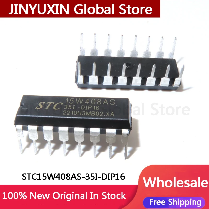 5-20Pcs STC15W408AS-35I-DIP16 STC15W408AS 35I DIP16 15W408AS IC Chip In Stock