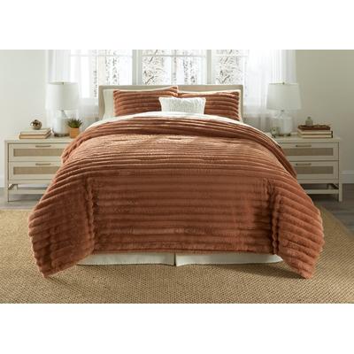 Faux Fur Comforter 3-PC Set by BrylaneHome in Cognac (Size FULL)