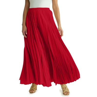 Plus Size Women's Flowing Crinkled Maxi Skirt by Jessica London in Classic Red (Size 20) Elastic Waist 100% Cotton