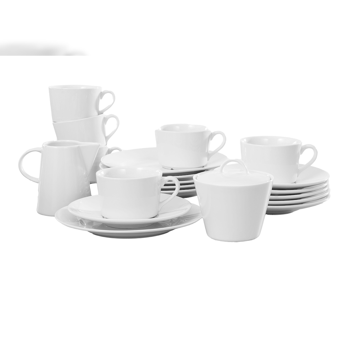 Caterado 20-tlg. Kaffeeservice / Sparset Porzellan Heike - uni weiss für 6 Personen mit Zuckerdose Milchgiesser Image