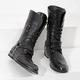 stivali da combattimento gotici neri da uomo – scarpe da motociclista con lacci e cinturini, con gambale alto, per punk rock, cosplay e feste notturne