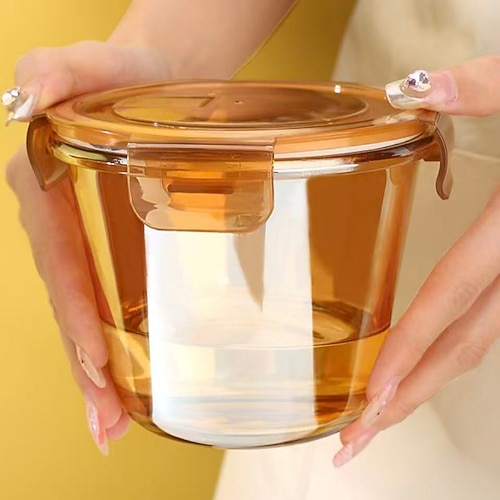contenitore per il pranzo multifunzione in vetro adatto al microonde con coperchio: perfetto per gli impiegati, mantiene il cibo fresco e caldo, ideale per zuppe, frutta e altro ancora