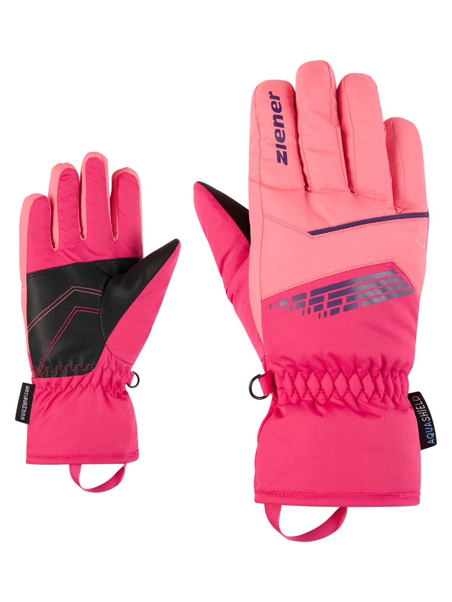 Skihandschuhe ZIENER "LAVIVI-Z AS glove junior", Kinder, Gr. 3,5, rosa (pop pink), Obermaterial: 100% Polyester; Innenhand: 100% Polyester; Futter: 100% Polyester; Wattierung: 100% Polyester, Handschuhe Image