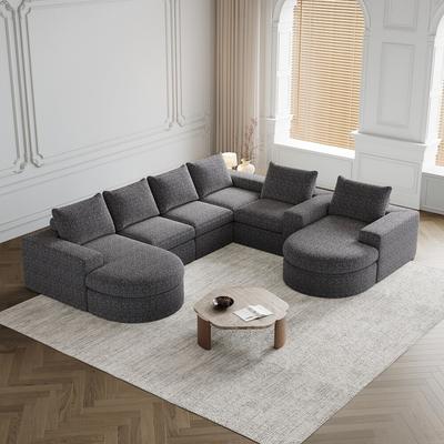 Chenille Cloud Curved Sectional Sofa with Chaise