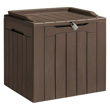 31 Gallon Resin Waterproof Outdoor Storage Lockable Indoor Outdoor Organization and Storage Container for Patio Furniture Cushions Garden Tools (Dark Brown)