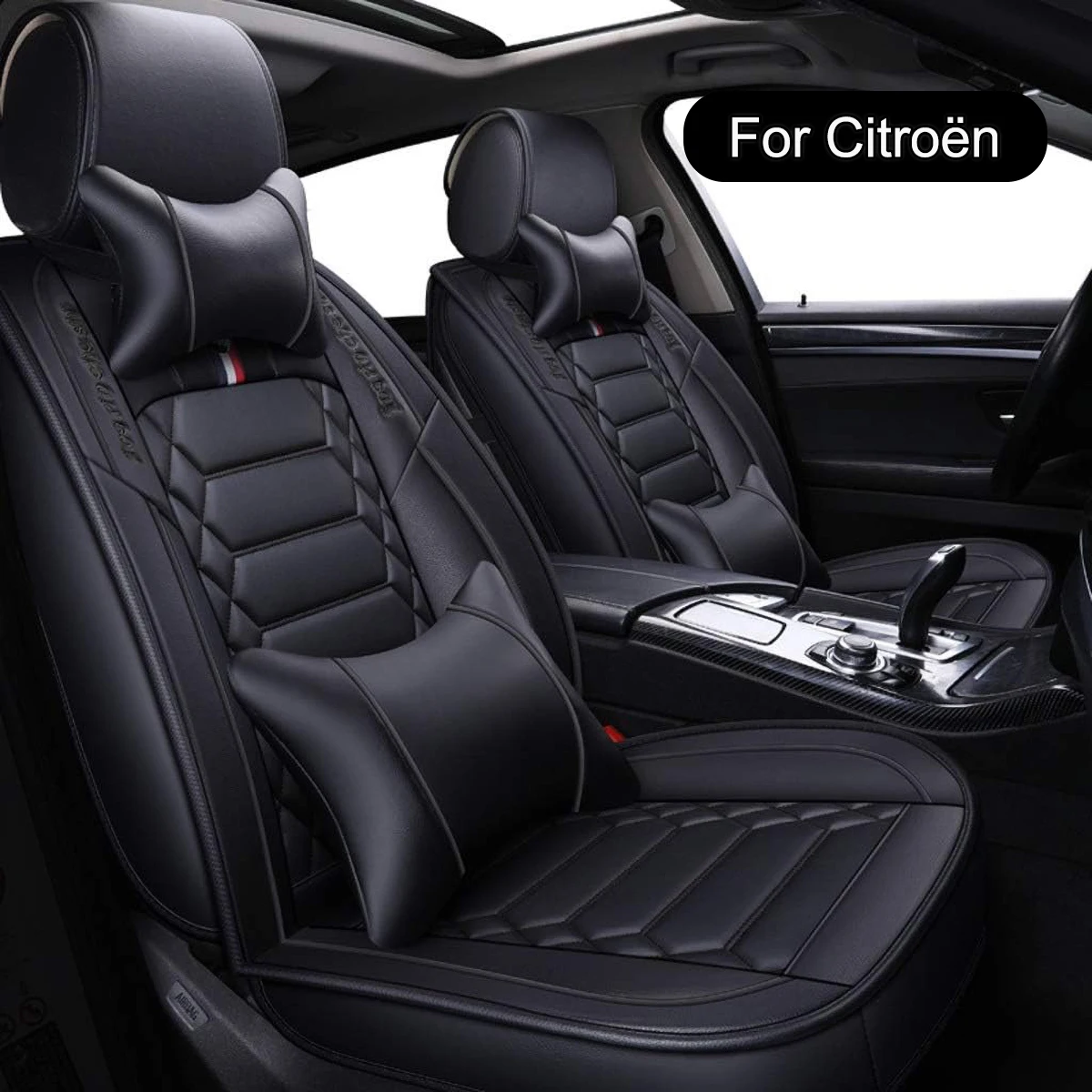 Housse de Siège Auto Ensemble Complet, Protections de Sièges en Cuir Universelles, Compatible Citroen C3, C3 AIRCROSS, C5, C5 AIRCROSS, C5 X, C4, C4 Cactus, C-Elysée, DS3