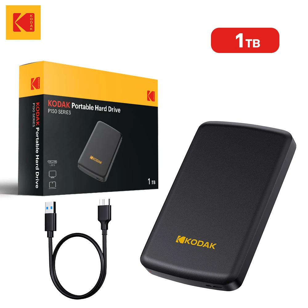 KODAK HDD 2.5 pouces disque dur externe Portable 500GB 1 to USB 3.0 stockage Compatible pour PS5 Xbox PC Mac ordinateur de bureau MacBook