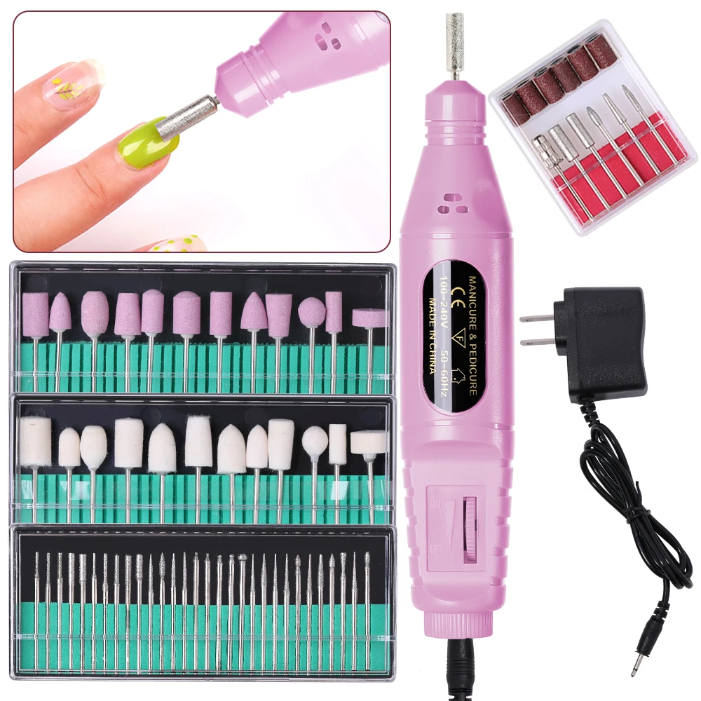 YIKOOLIN 6-in-1 elektrisches Nagelbohrer-Set, tragbarer Maniküre-Polierer, Nagelfeilen-Ausrüstung mit Stift-Werkzeugen für Nagelkunst Image