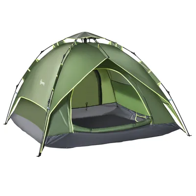 Outsunny Camping Tent, Instant Pop Up Tent, 3 Person Dome Tent with Sewn-in Groundsheet, 2 in 1 Double Layers for Camping