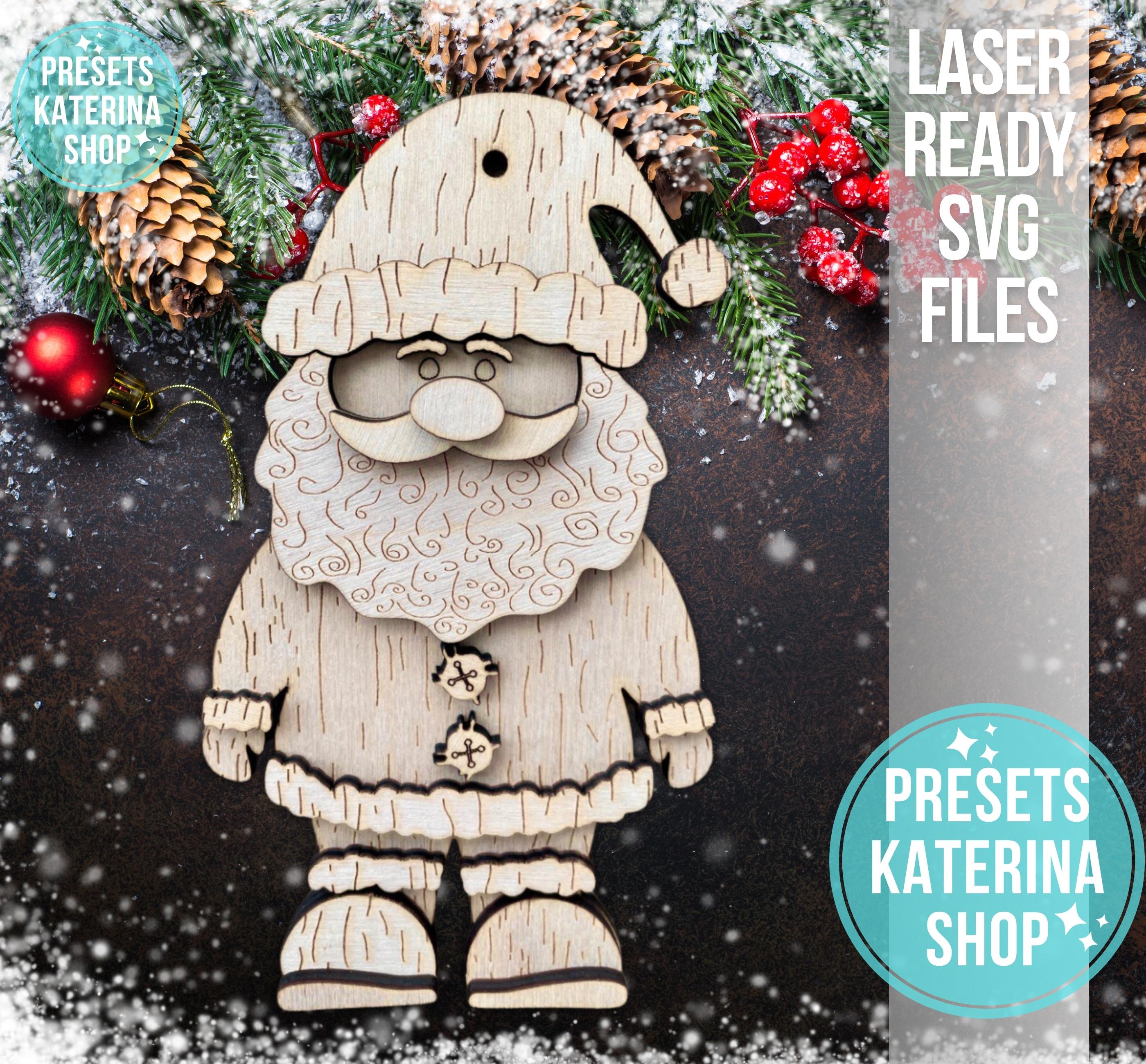 File SVG di ornamento di Babbo Natale File tagliato al laser Ornamento SVG Babbo Natale Laser Svg Ornamento di Babbo Natale Svg