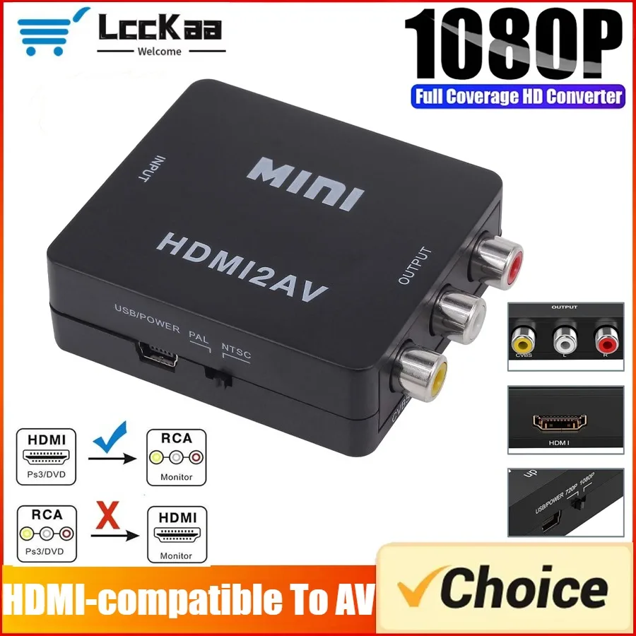 HDMI-kompatibel Zu AV RCA Konverter Adapter Box 1080P RCA AV CVSB LR Video Verbund AV Scaler Konverter für PC HDTV Projektor Image