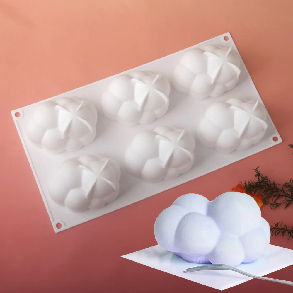 6-Zellen 3D Cloud Design Mousse Formen in Lebensmittelqualität Silikon Kuchenform Schokoladenformen Küchenbackformen ﻿ Backwerkzeuge für Desserts Image