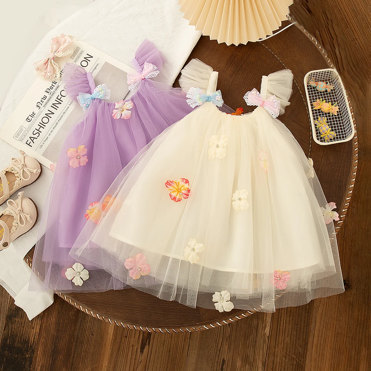 0-2 Jahre Baby Mädchen Kleid Koreanischen Stil Blume Bogen Lila Hosenträger Prinzessin Kleid Sommer Strand Party Kleid für Kinder mädchen Image